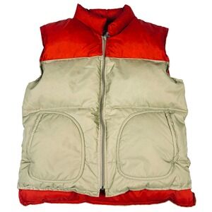 Vintage Chess King Men's Medium  Down‎ Puffer Vest Sleeveless Beige Red Full Zip